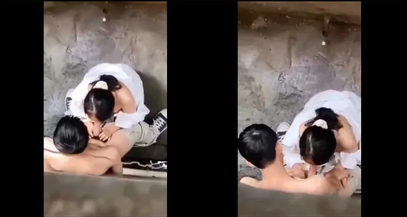 Quay lén em nữ sinh bj cho gấu trong hẻm
